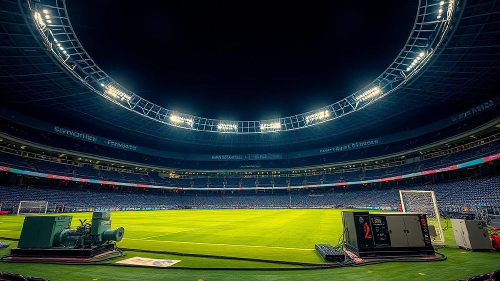 Estadio deportivo iluminado durante un evento